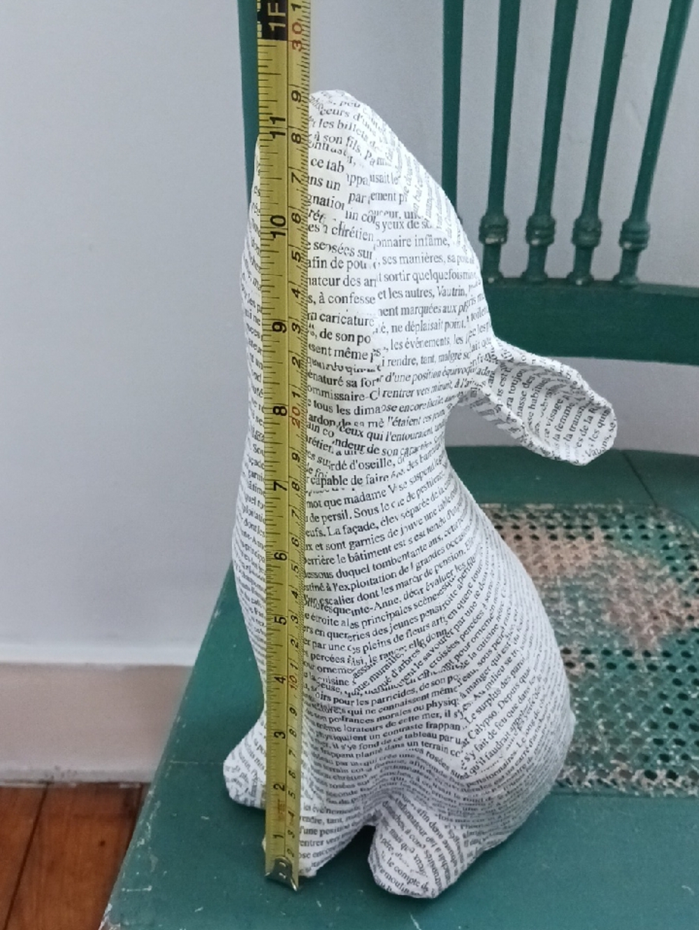 Vintage French Text Papier-mâché Rabbit - Picture 3 of 11